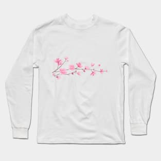 Cherry Blossom – Single Branch White Long Sleeve T-Shirt